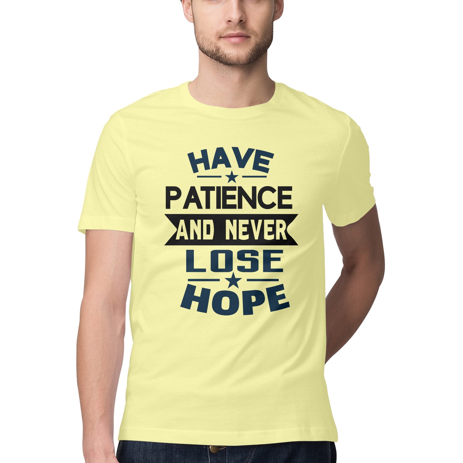 Men's Have Patience And Never Loose Hope Design Printed T-Shirt