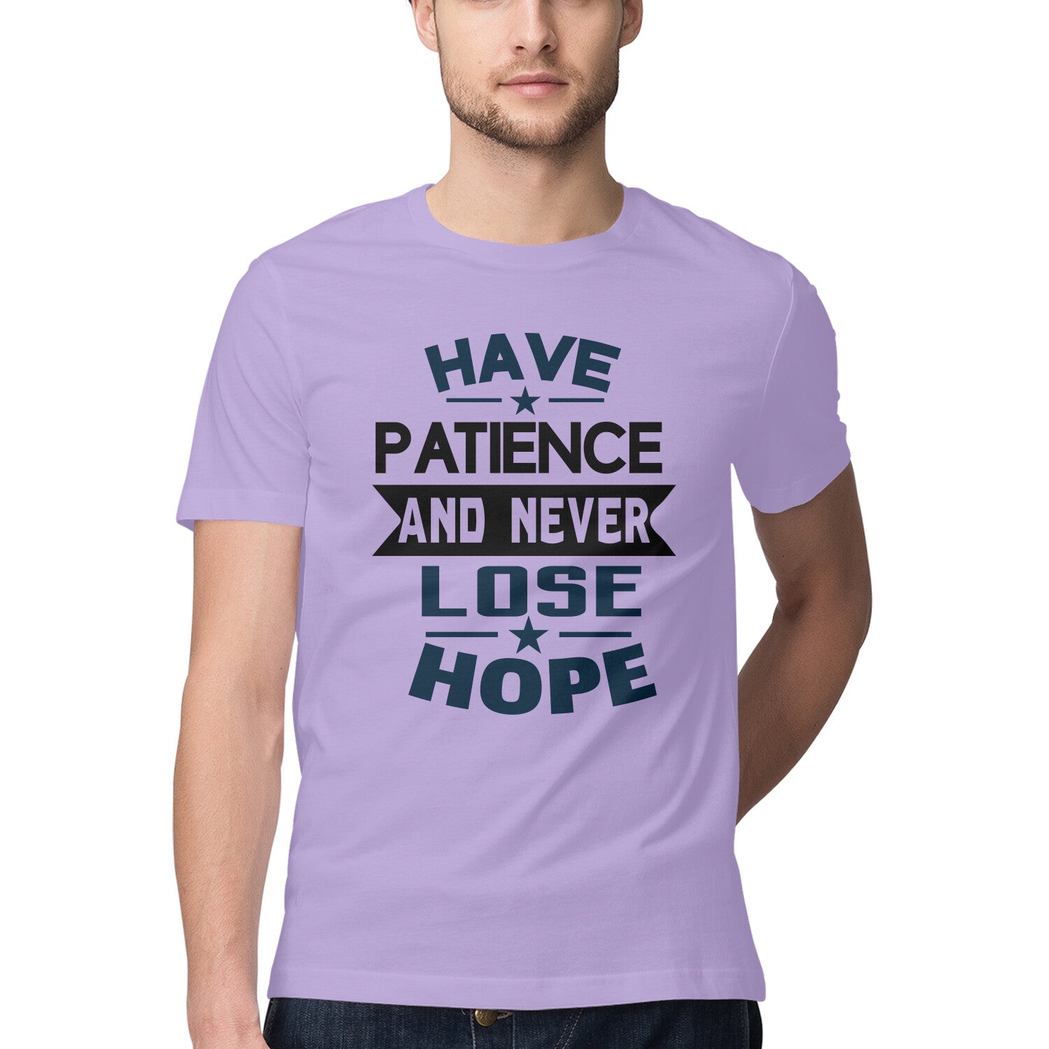 Men's Have Patience And Never Loose Hope Design Printed T-Shirt