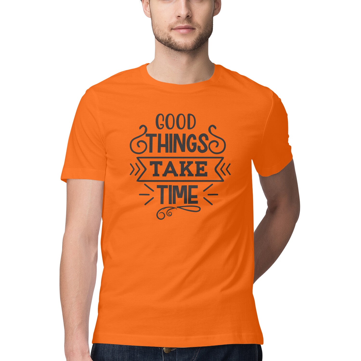 Men's Good Things Take Time Design Printed T-Shirt