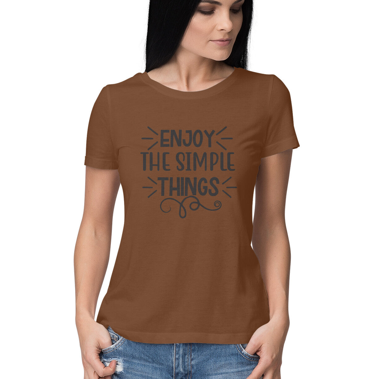 Women's Enjoy The Simple Things Design Printed T-Shirt
