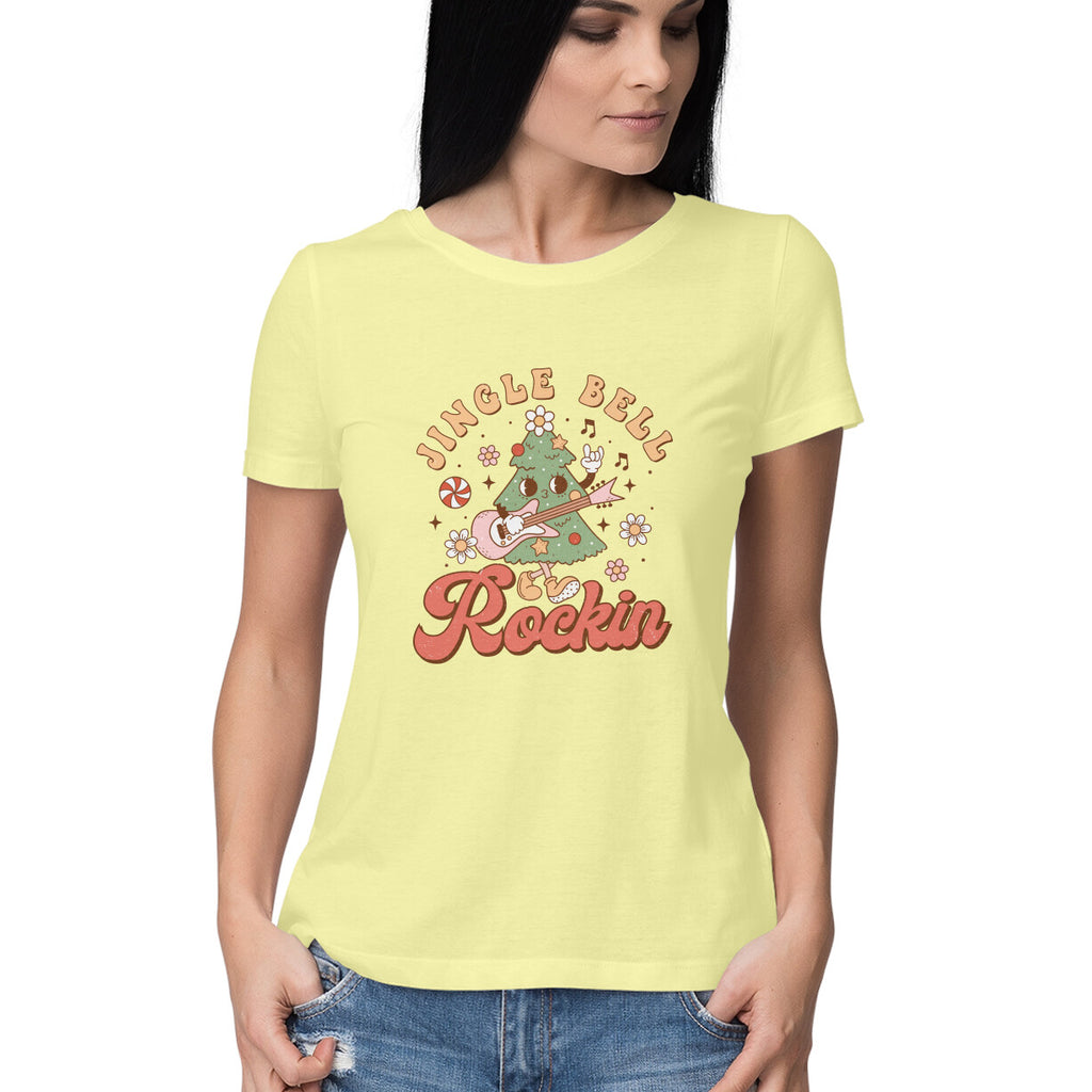 Women's Jingle Bell Rockin Graphics Printed T-Shirt