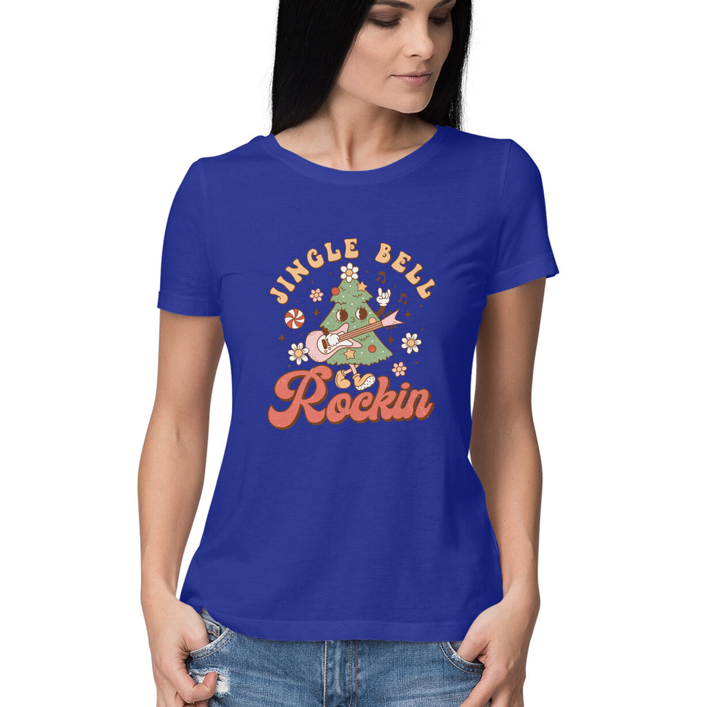 Women's Jingle Bell Rockin Graphics Printed T-Shirt