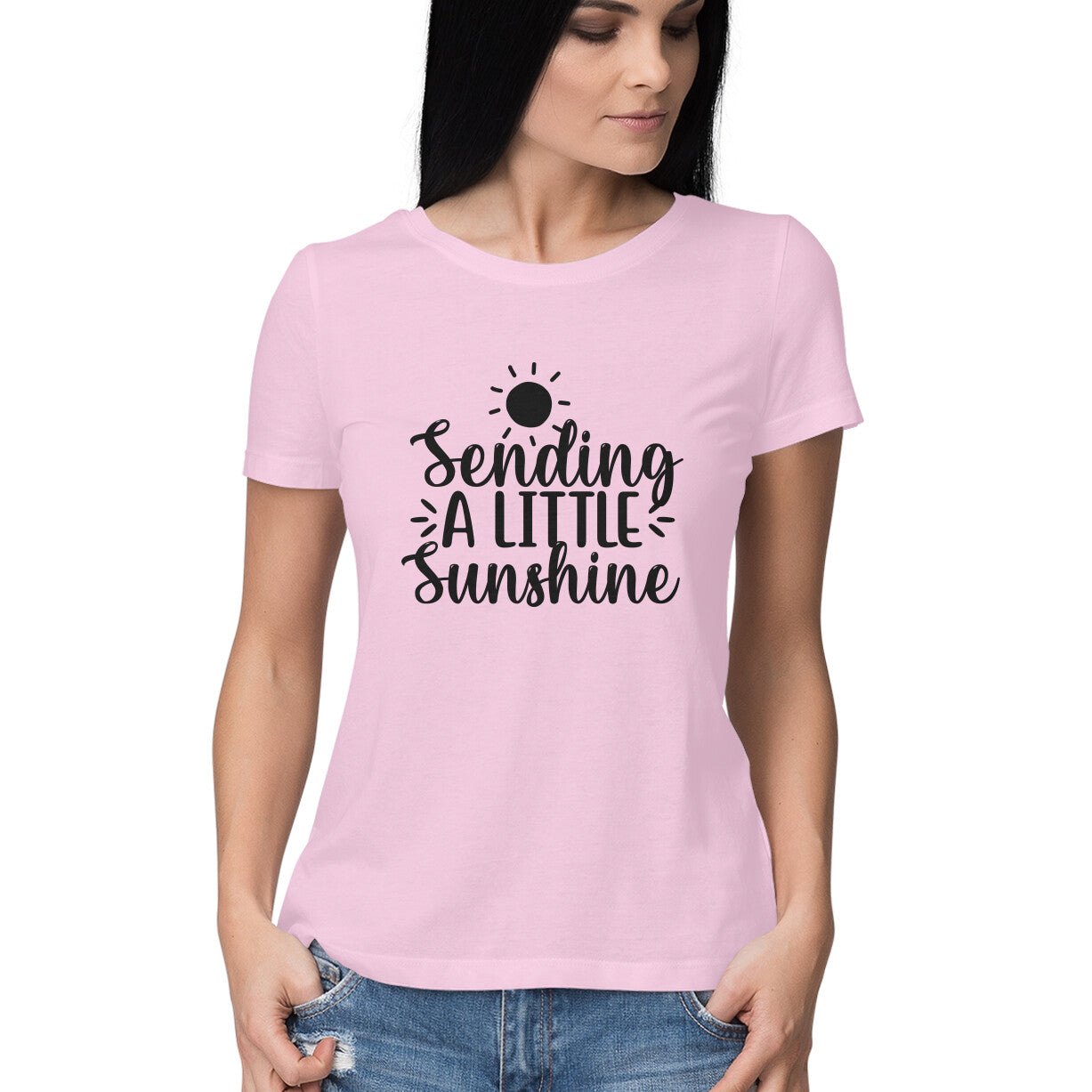 Women's Sending A Little SunShine Design Printed T-Shirt
