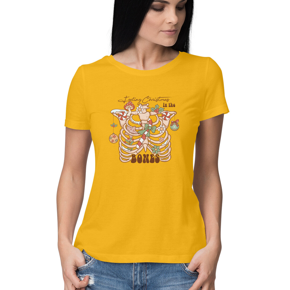 Women's Feeling Christmas in the Bones Graphics Printed T-Shirt Secondary image