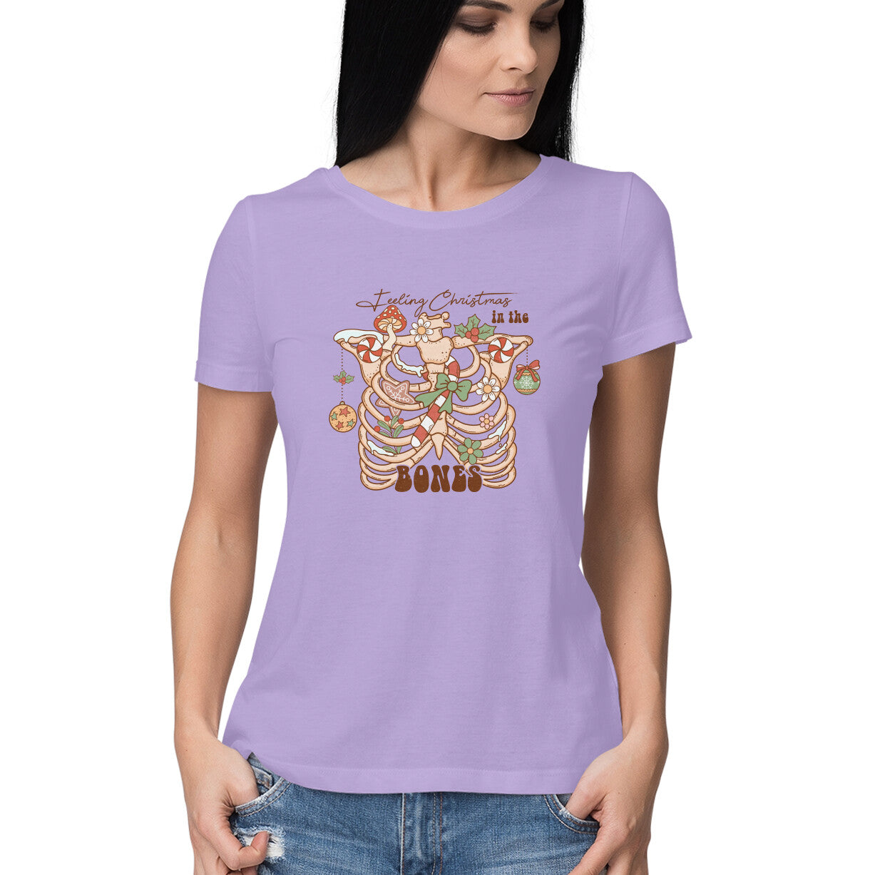 Women's Feeling Christmas in the Bones Graphics Printed T-Shirt