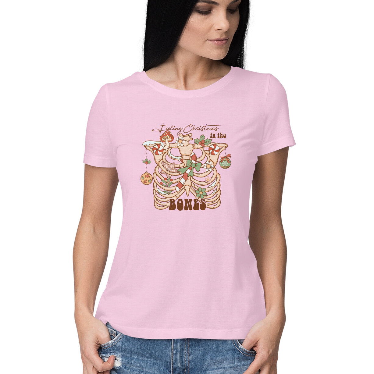 Women's Feeling Christmas in the Bones Graphics Printed T-Shirt
