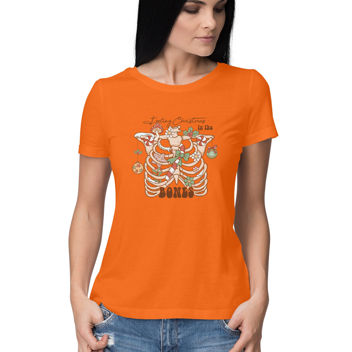 Women's Feeling Christmas in the Bones Graphics Printed T-Shirt