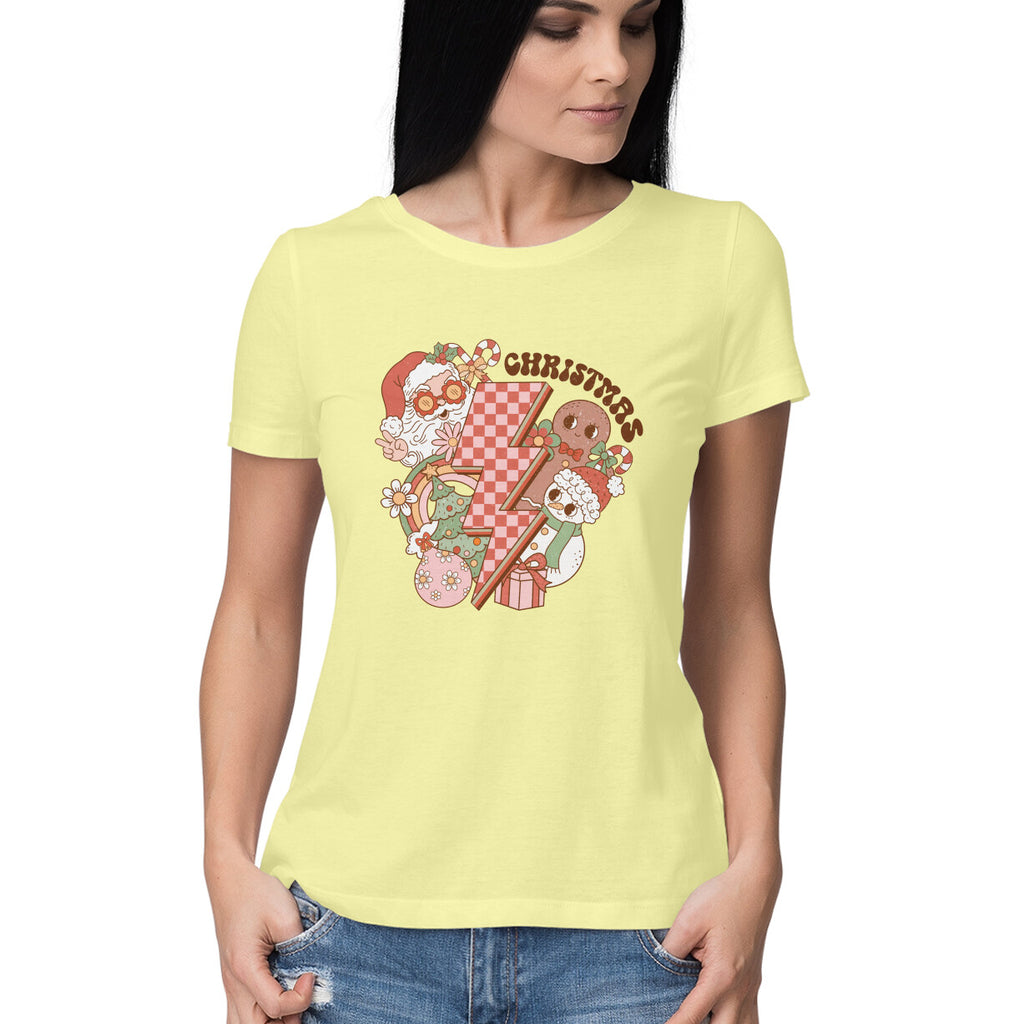 Women's Merry Christmas Graphics Printed T-Shirt
