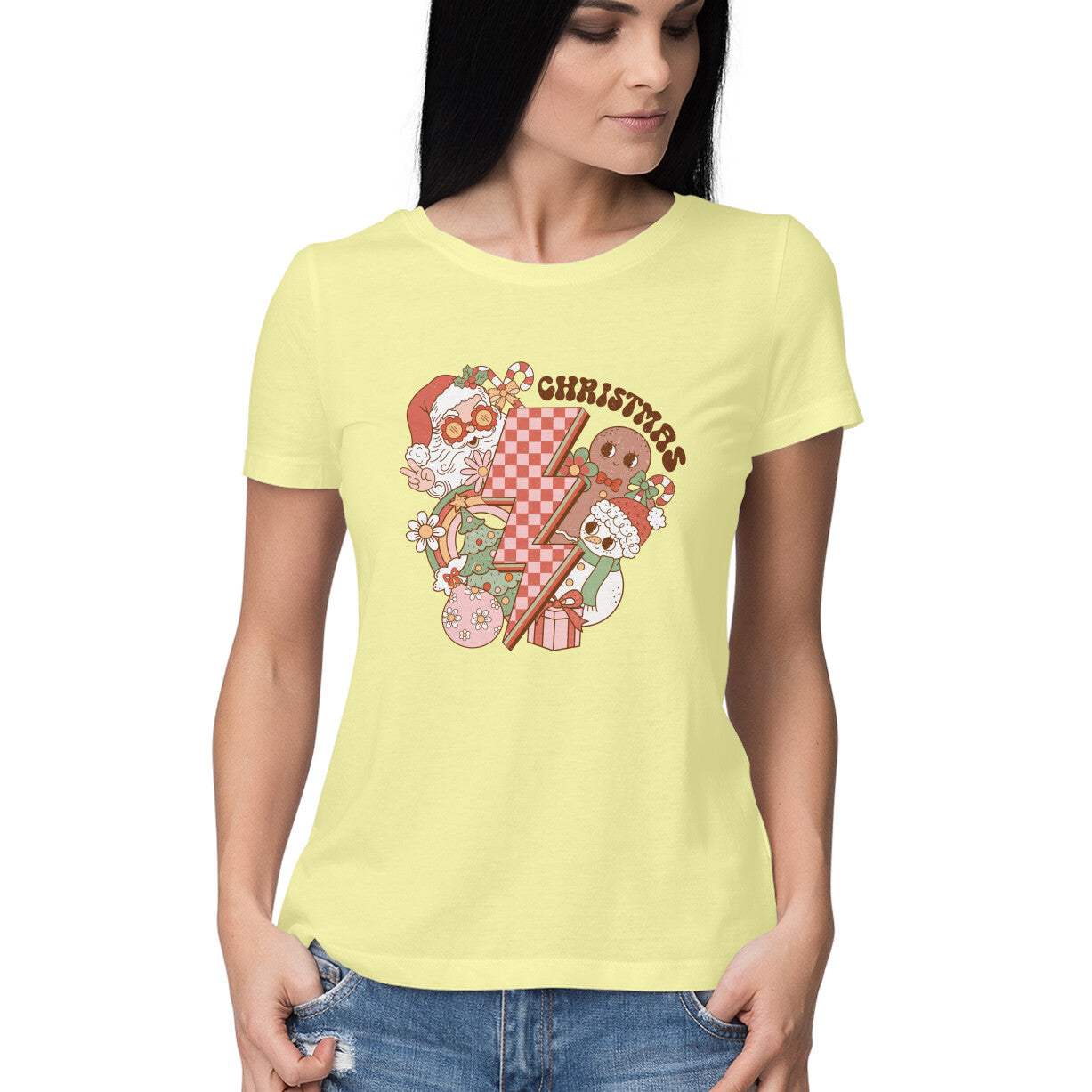 Women's Merry Christmas Graphics Printed T-Shirt