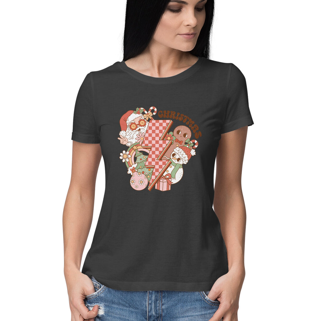 Women's Merry Christmas Graphics Printed T-Shirt