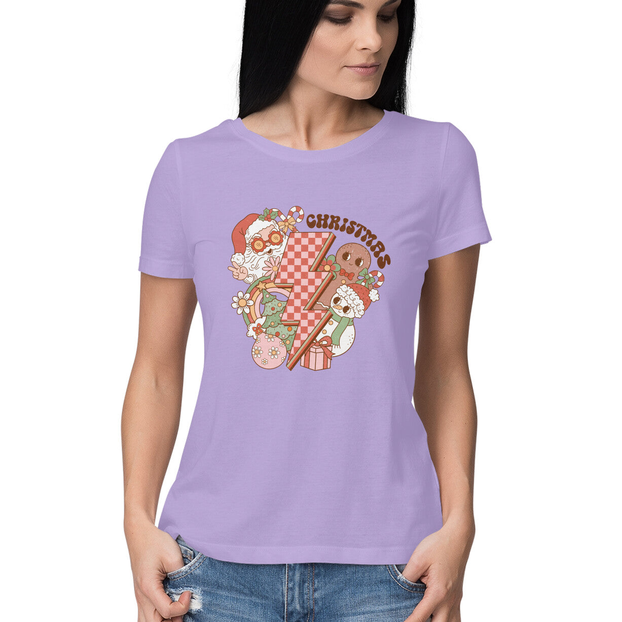 Women's Merry Christmas Graphics Printed T-Shirt