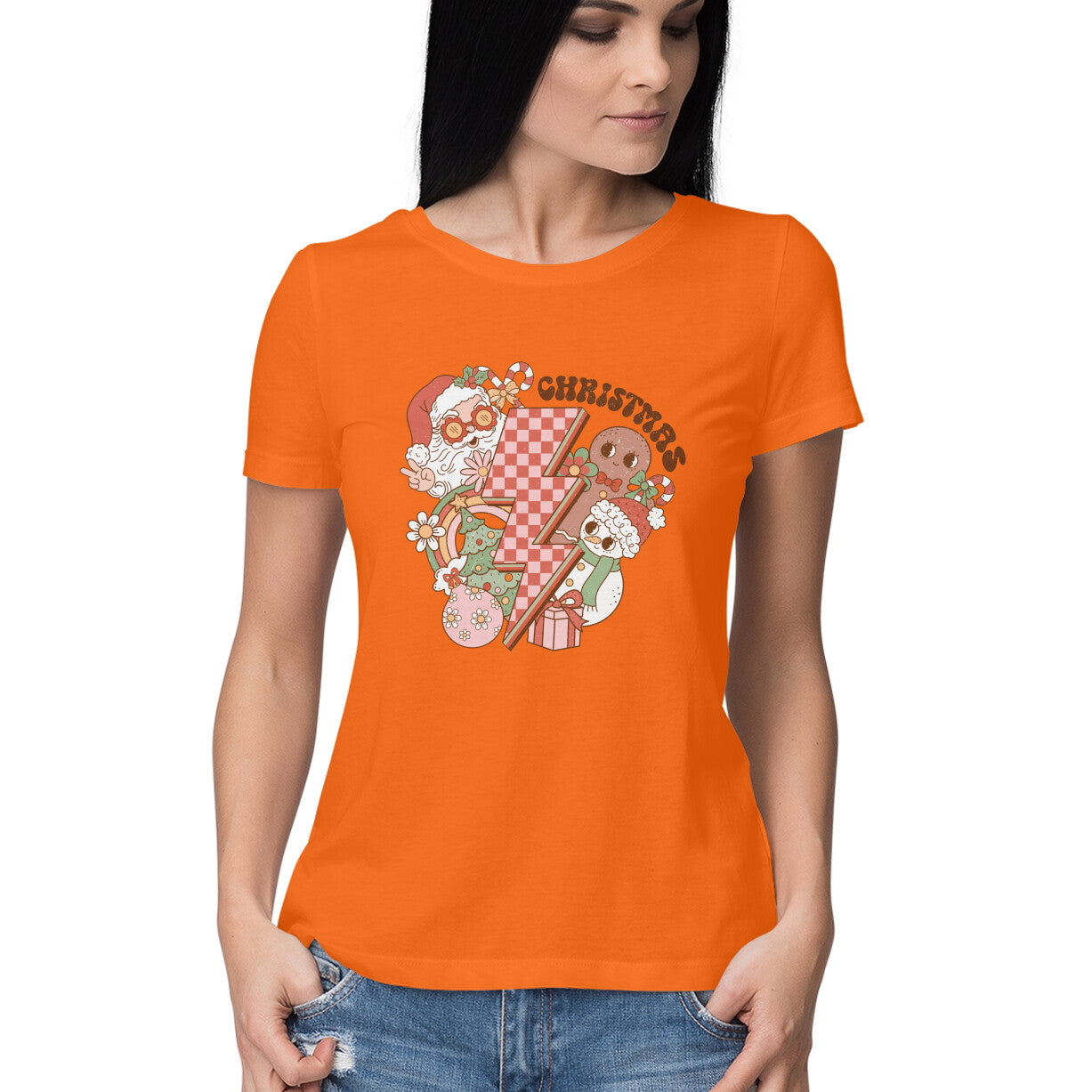 Women's Merry Christmas Graphics Printed T-Shirt