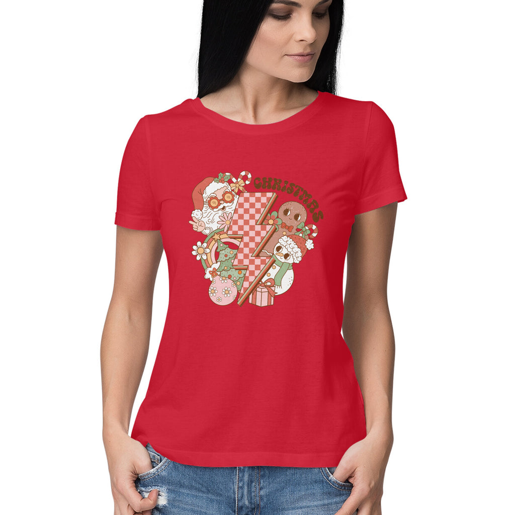 Women's Merry Christmas Graphics Printed T-Shirt