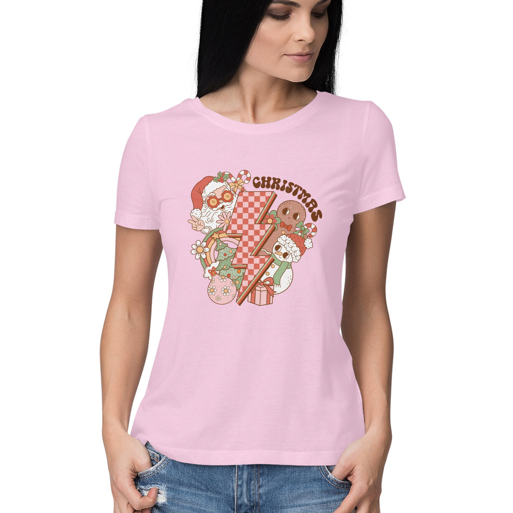 Women's Merry Christmas Graphics Printed T-Shirt