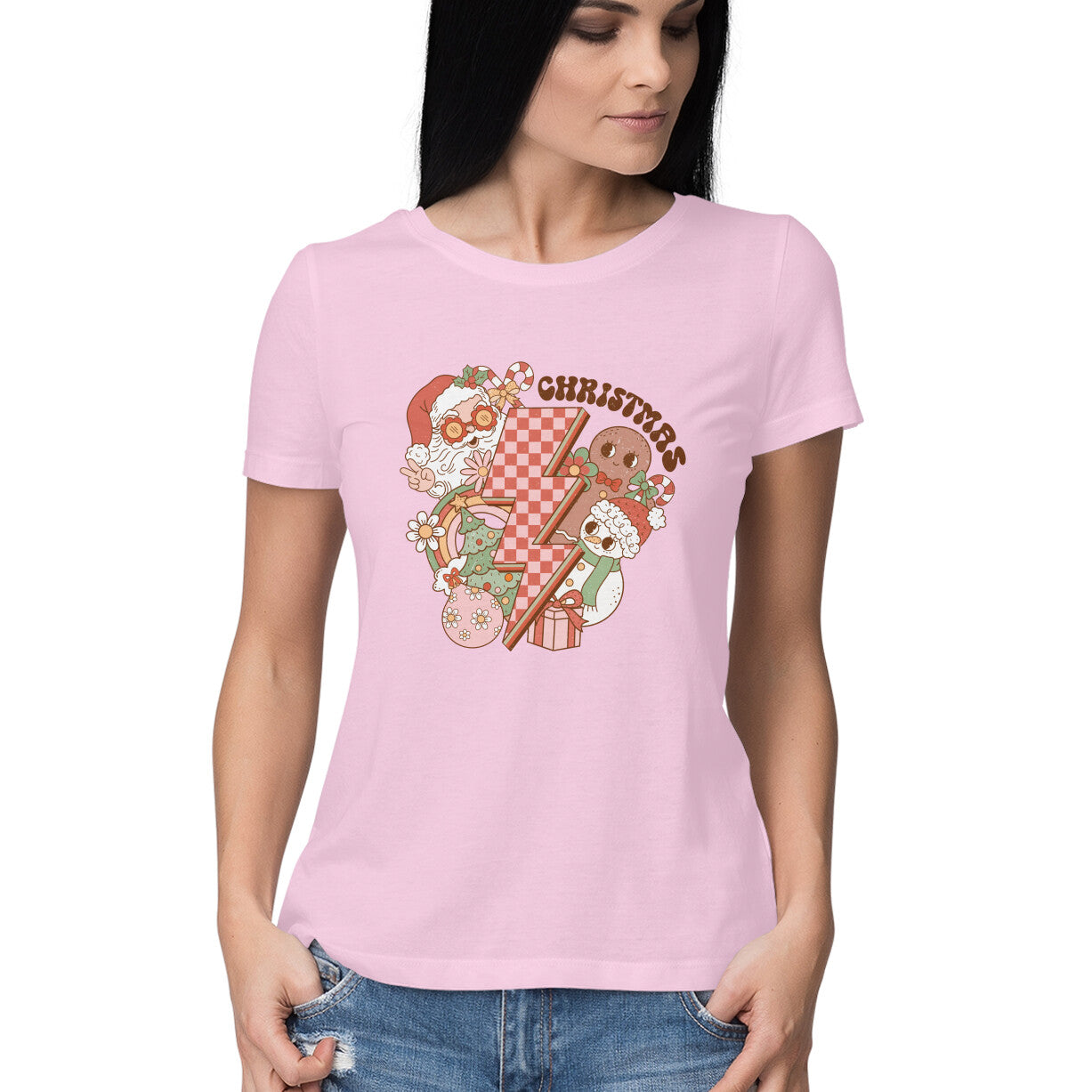 Women's Merry Christmas Graphics Printed T-Shirt