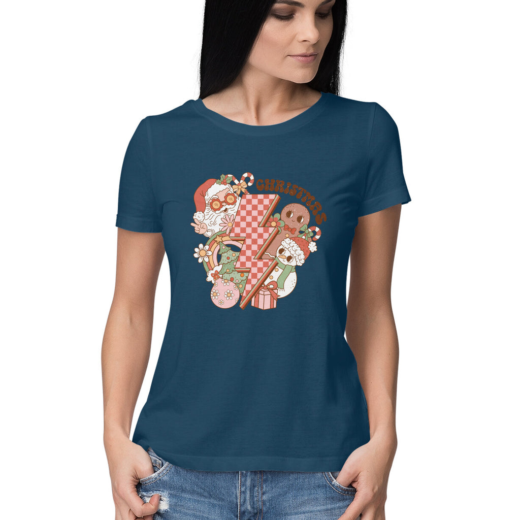 Women's Merry Christmas Graphics Printed T-Shirt
