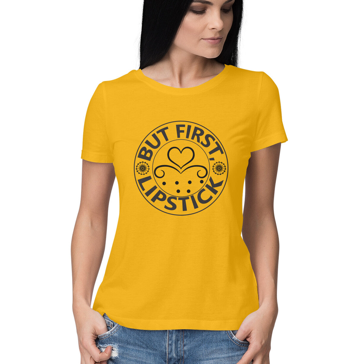 Women's But First LipStick Design Printed T-Shirt