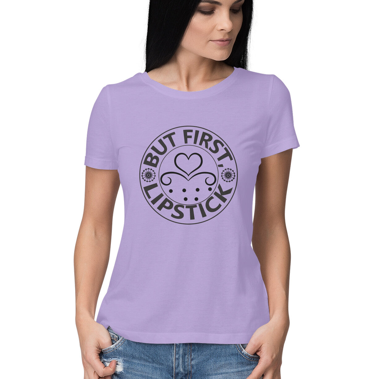 Women's But First LipStick Design Printed T-Shirt