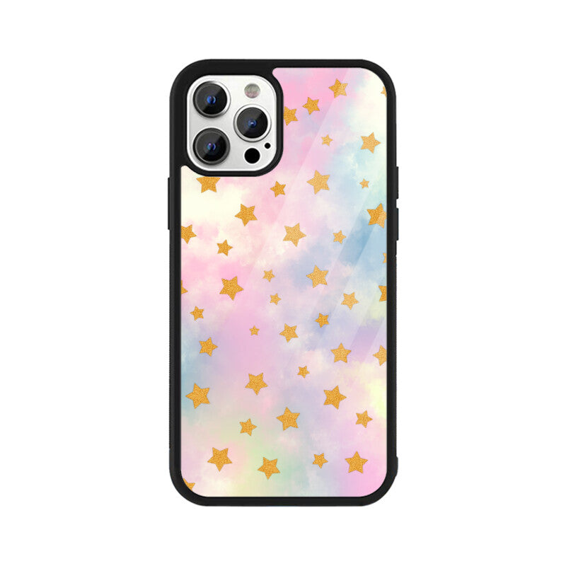 Pastel Mix Stars Graphics Printed Glass Phone Cases from Creativeya