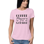 Women's Coffee Mascara Hustle Design Printed T-Shirt