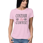 Women's Contour And Coffee Design Printed T-Shirt