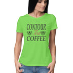 Women's Contour And Coffee Design Printed T-Shirt