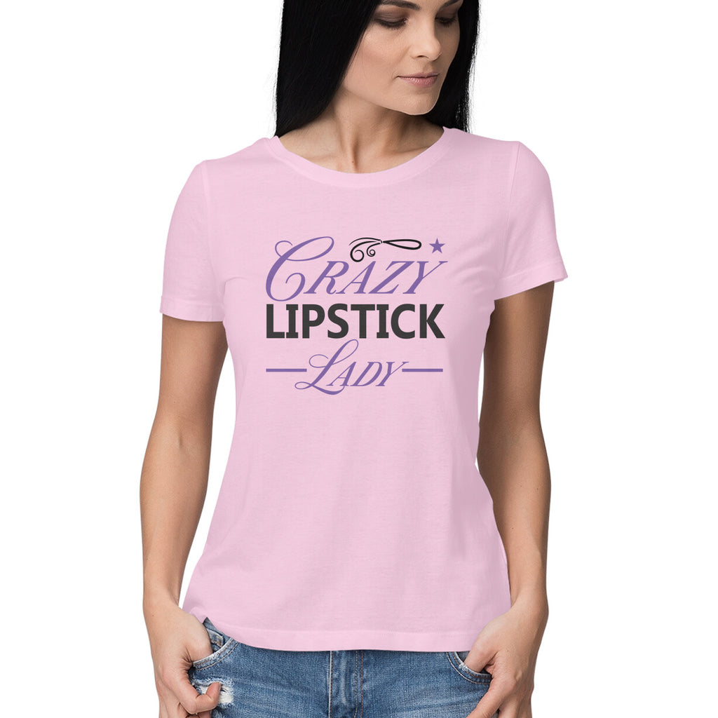 Women's Crazy Lipstick Lady Design Printed T-Shirt