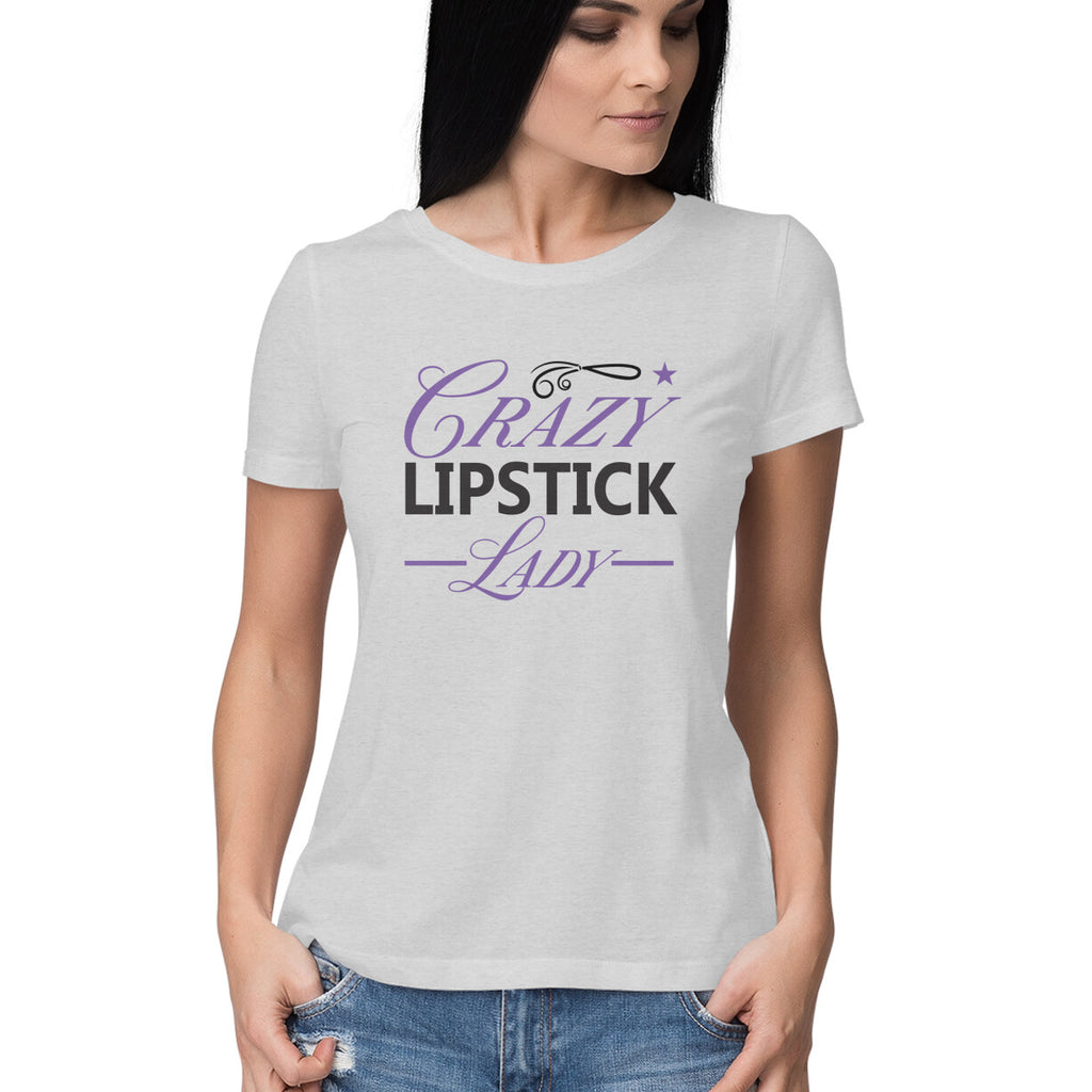 Women's Crazy Lipstick Lady Design Printed T-Shirt
