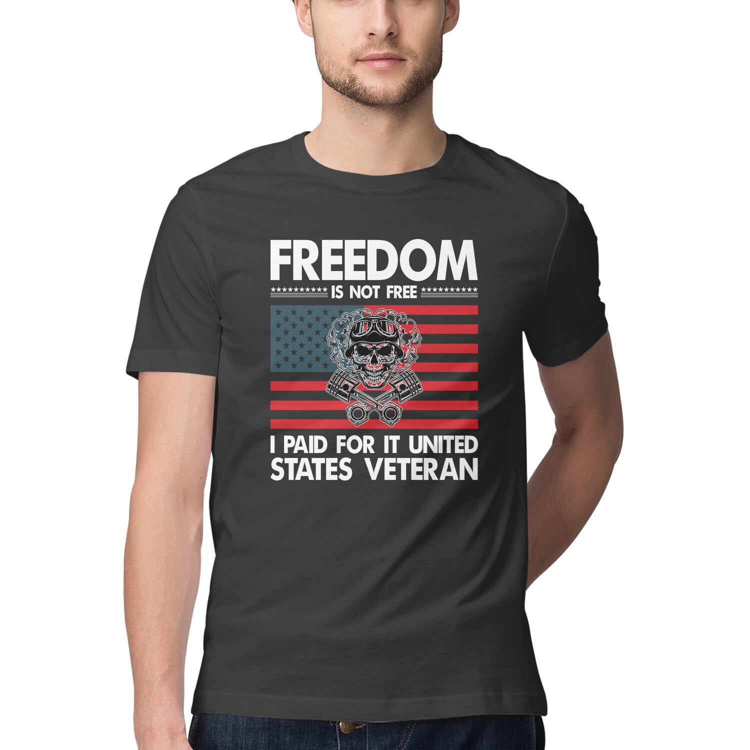 Men's Freedom Is Not Free I Paid For It United States Veteran Design Printed T-Shirt