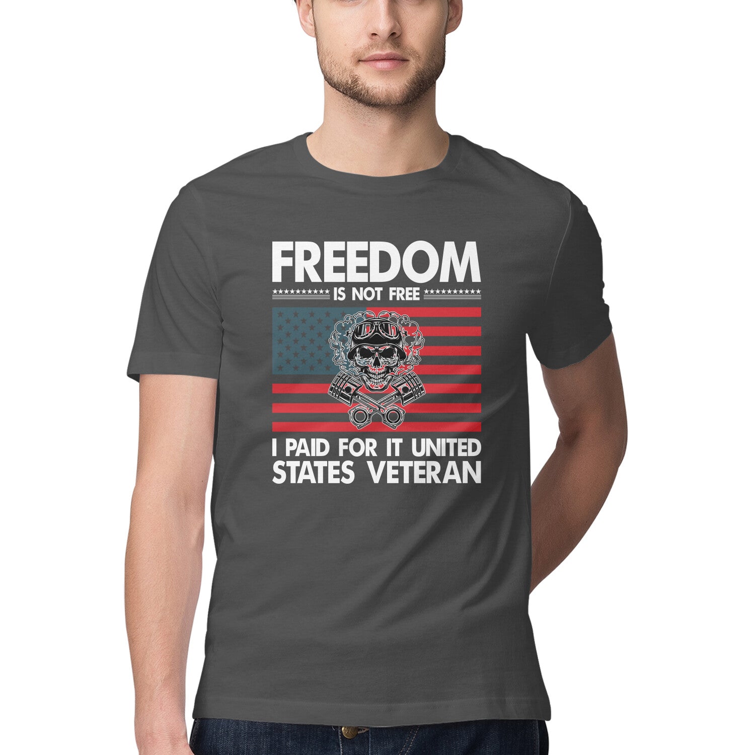 Men's Freedom Is Not Free I Paid For It United States Veteran Design Printed T-Shirt