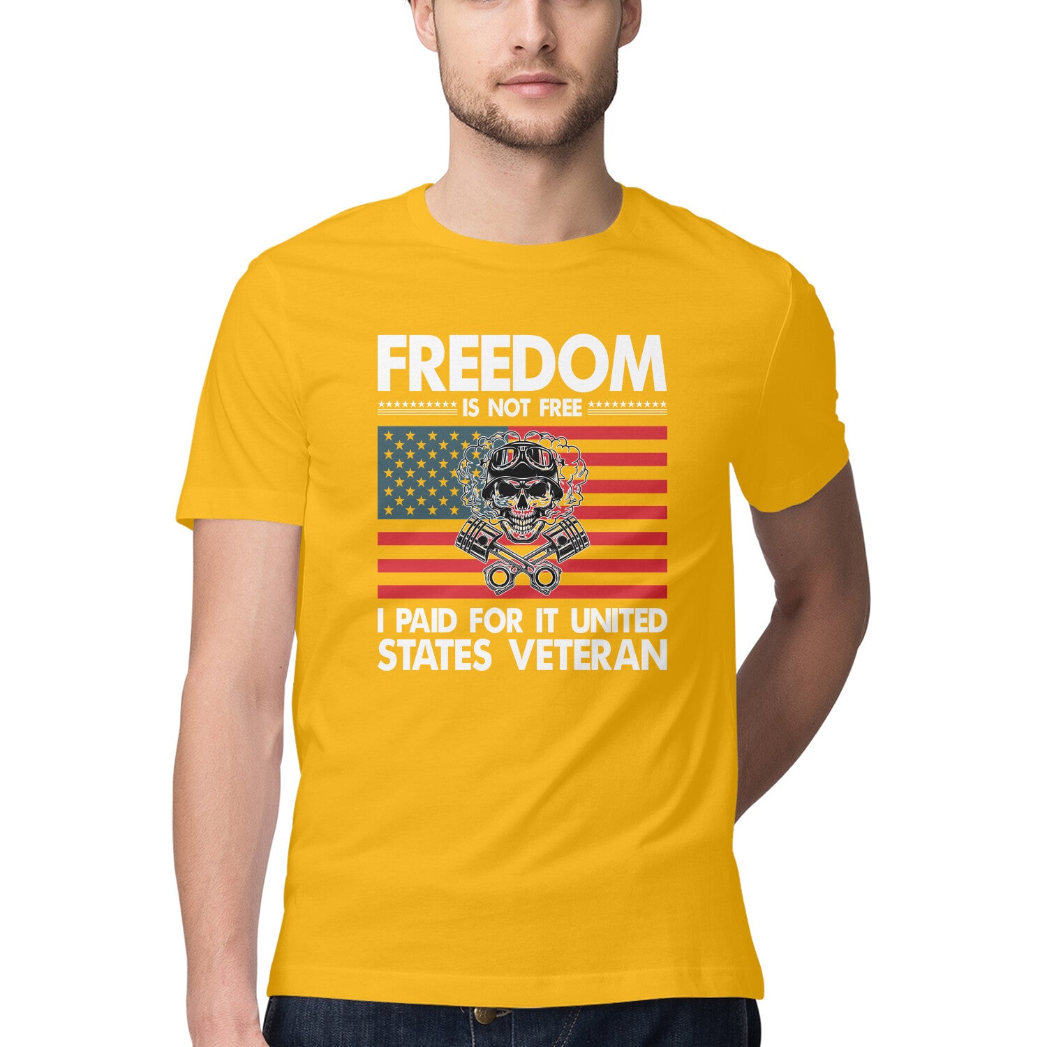 Men's Freedom Is Not Free I Paid For It United States Veteran Design Printed T-Shirt