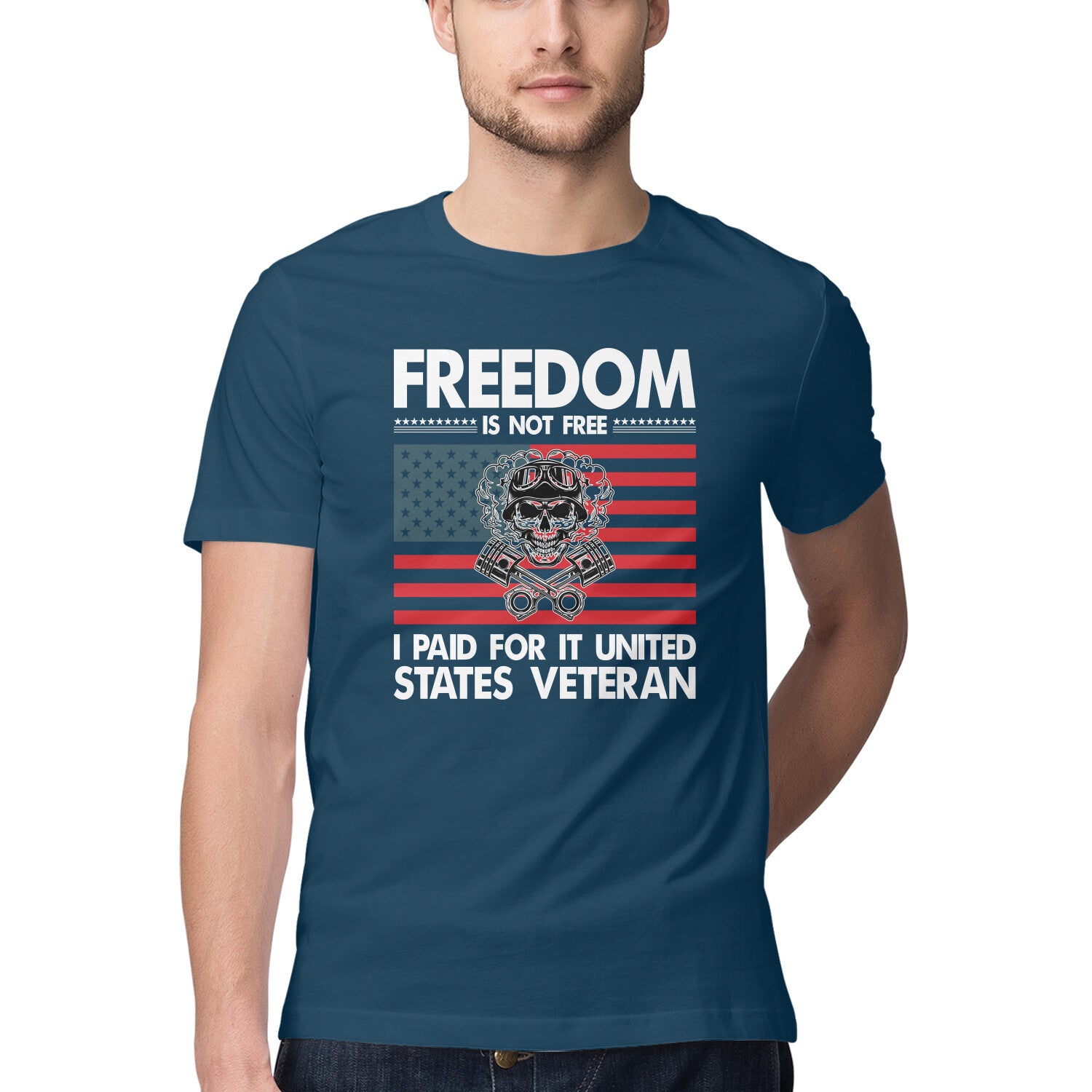 Men's Freedom Is Not Free I Paid For It United States Veteran Design Printed T-Shirt