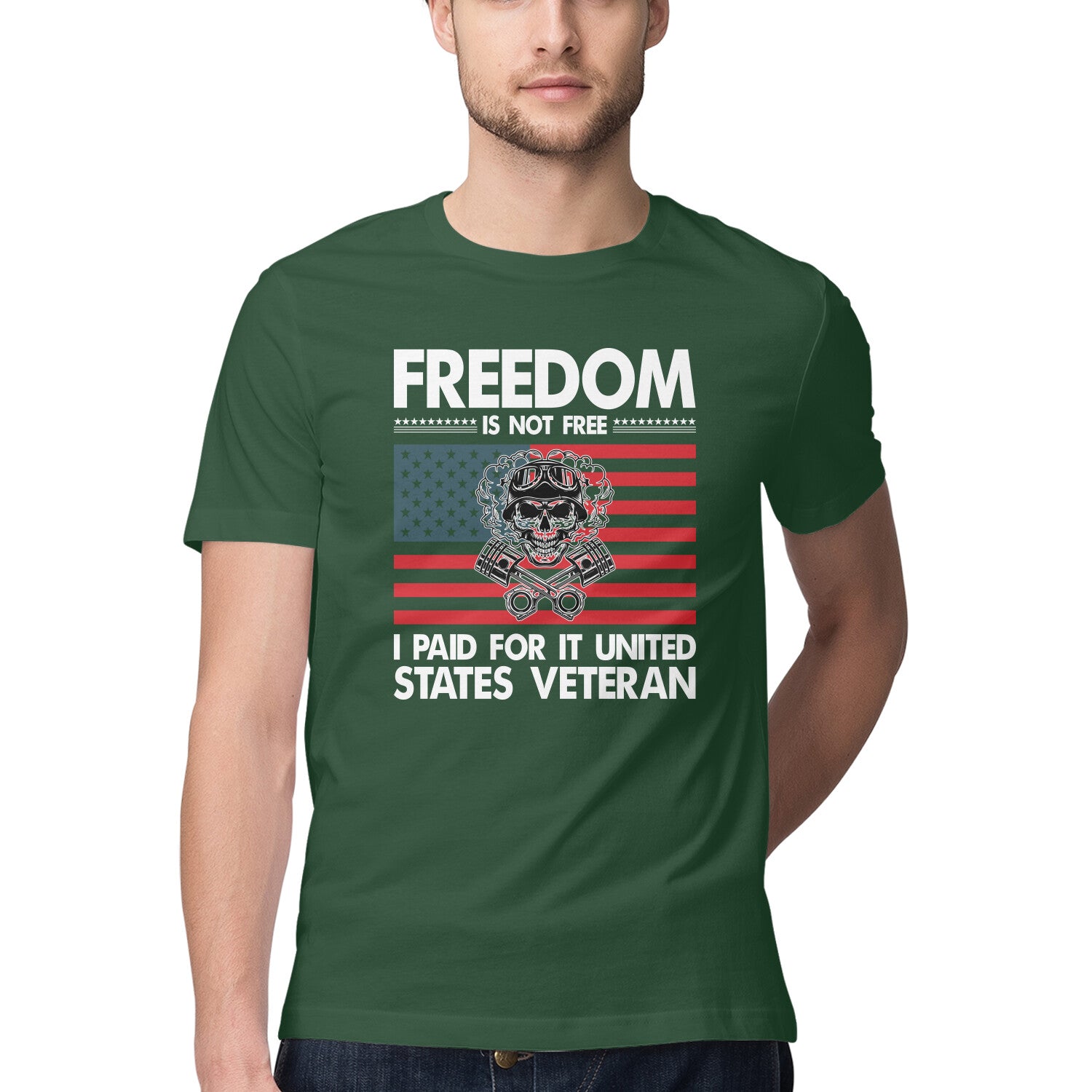 Men's Freedom Is Not Free I Paid For It United States Veteran Design Printed T-Shirt