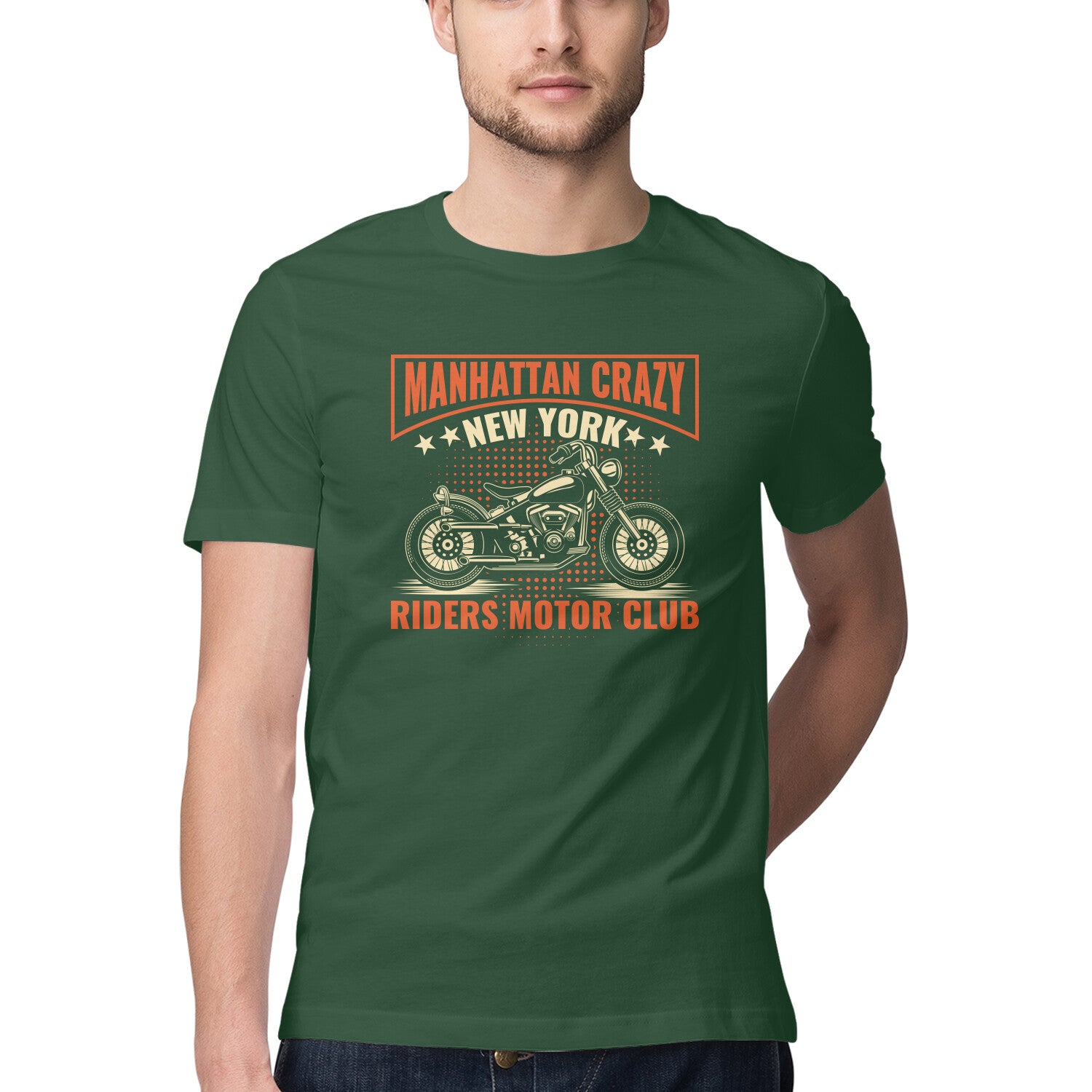 Men's Manhattan Crazy New York Riders Motor Club Design Printed T-Shirt
