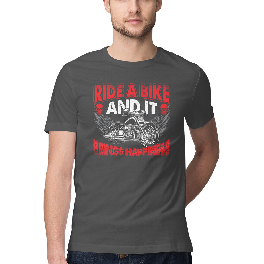 Men's Ride A Bike Brings Happiness Design Printed T-Shirt