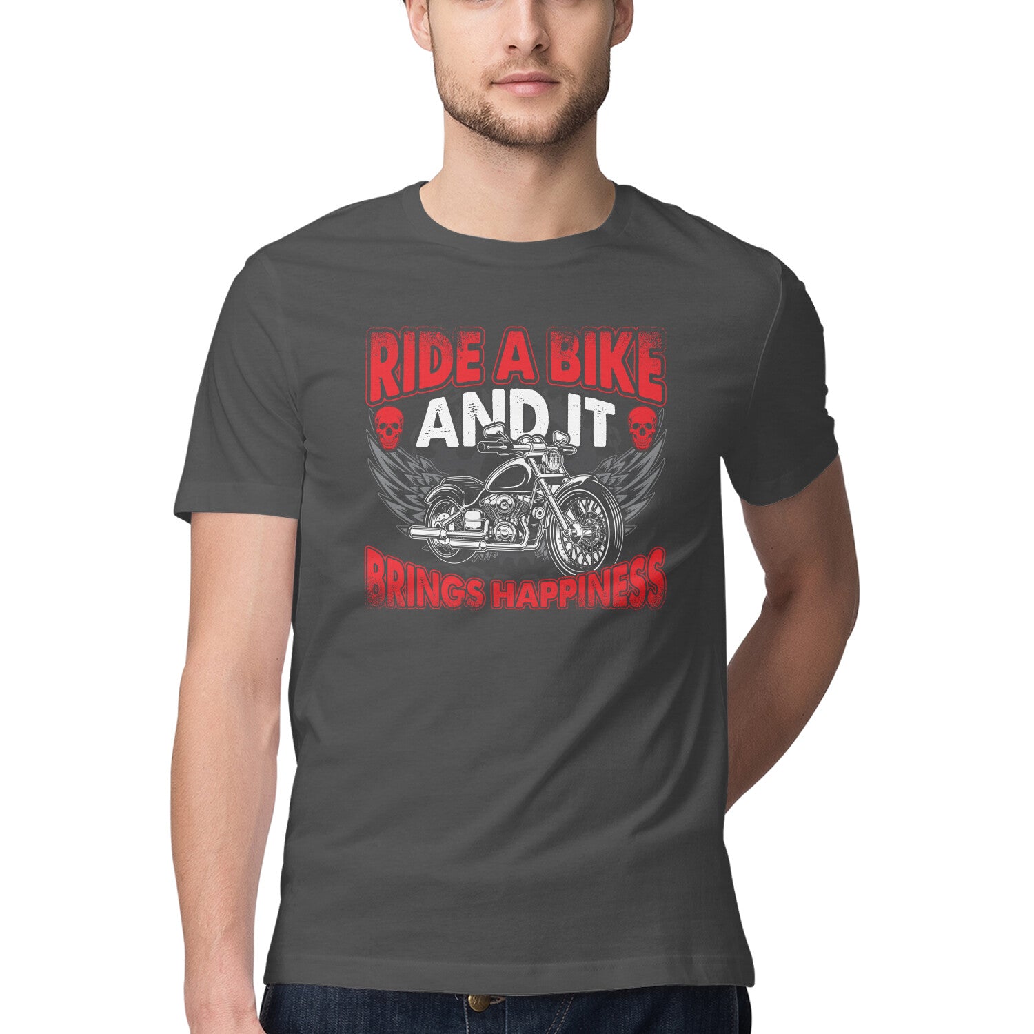 Men's Ride A Bike Brings Happiness Design Printed T-Shirt