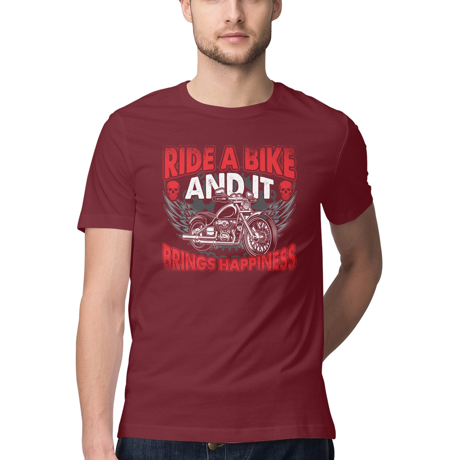 Men's Ride A Bike Brings Happiness Design Printed T-Shirt