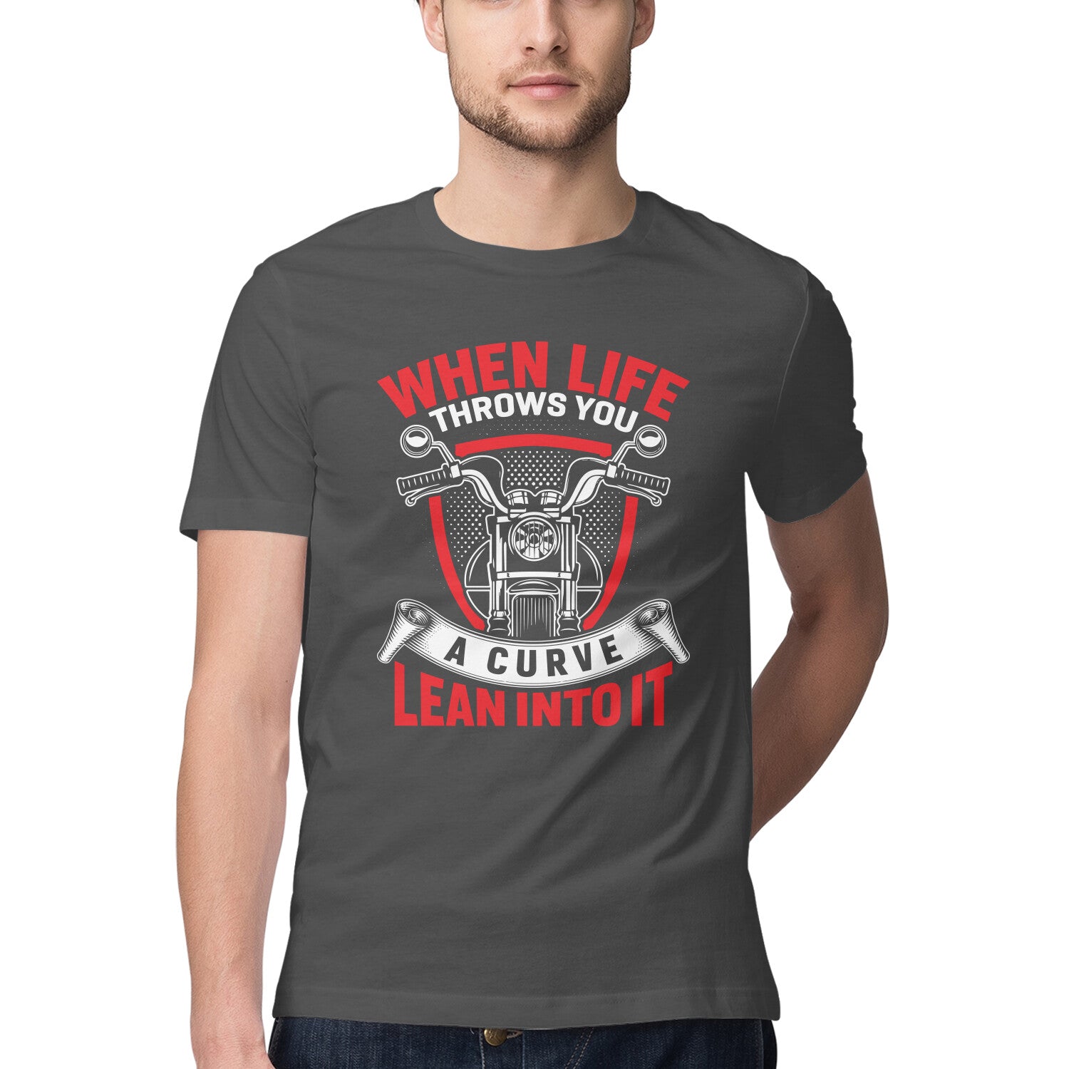 Men's When Life Through You Learn Into It Design Printed T-Shirt Secondary image