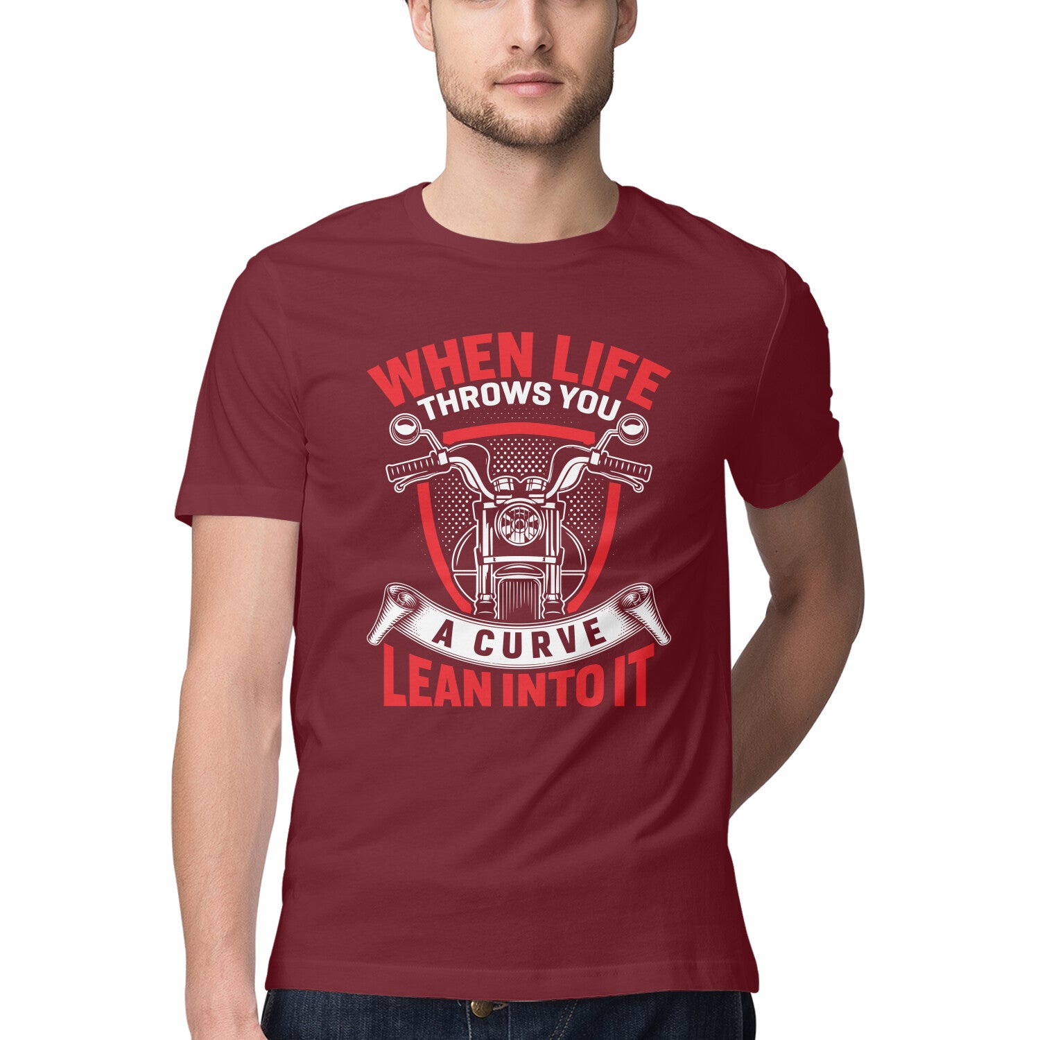 Men's When Life Through You Learn Into It Design Printed T-Shirt