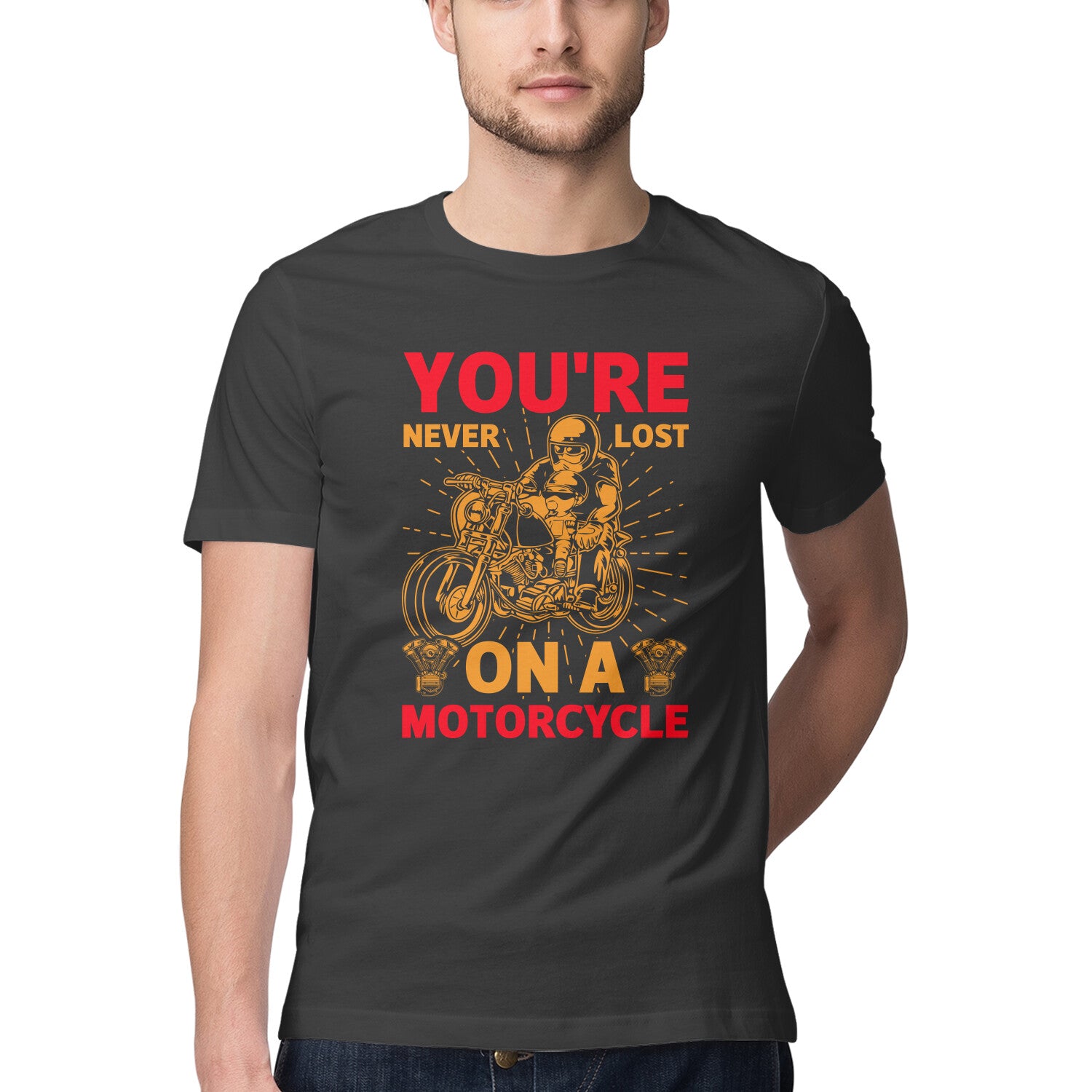 Men's You're Never Lost On A Motorcycle Design Printed T-Shirt
