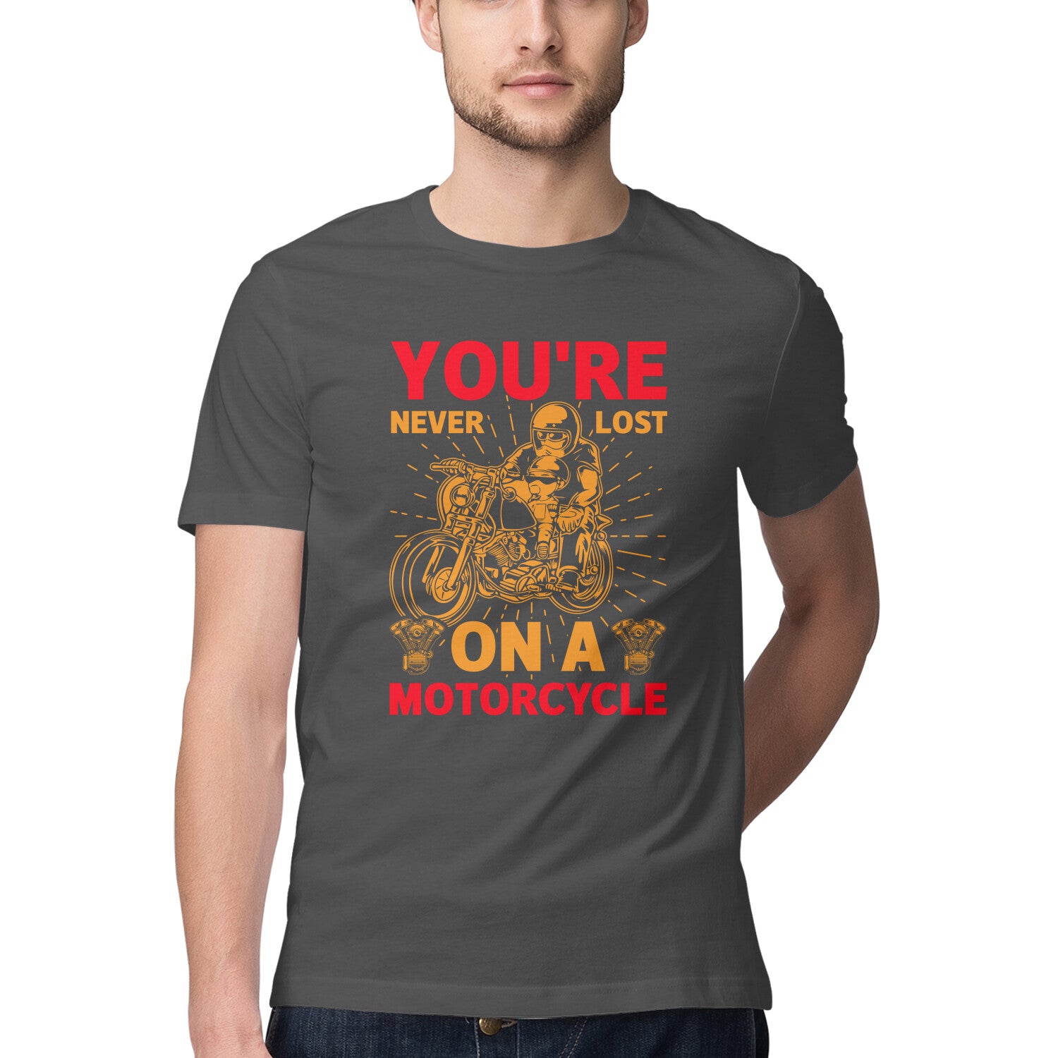 Men's You're Never Lost On A Motorcycle Design Printed T-Shirt Secondary image