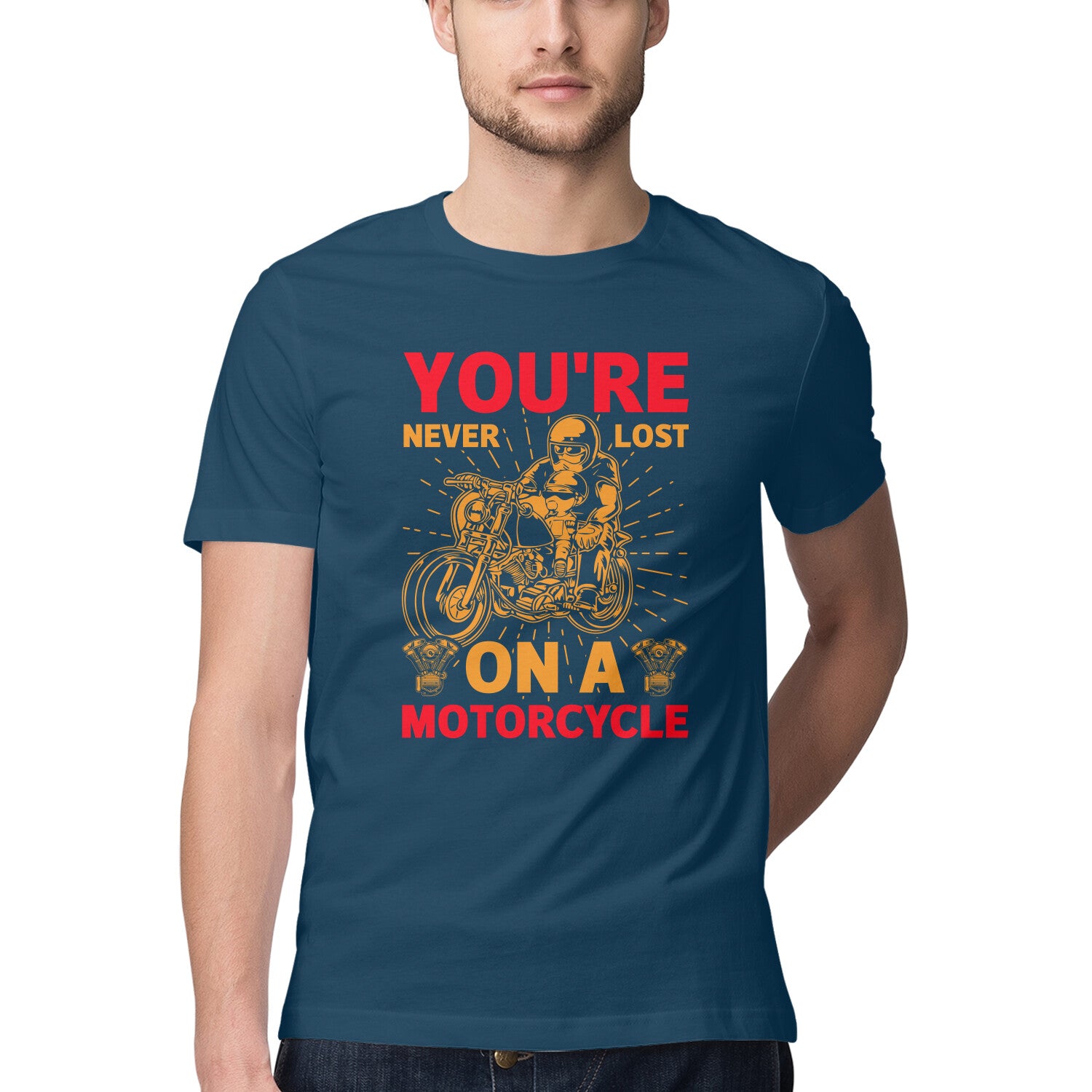 Men's You're Never Lost On A Motorcycle Design Printed T-Shirt