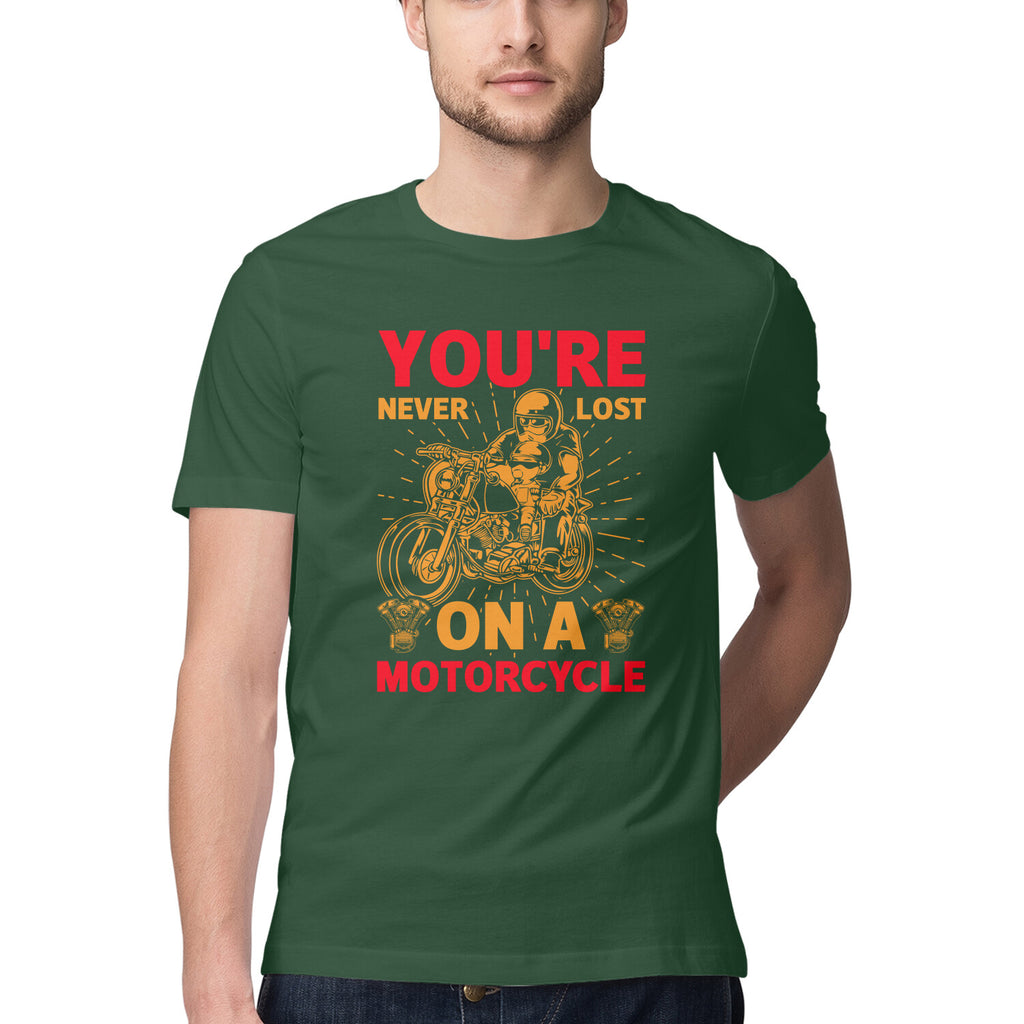 Men's You're Never Lost On A Motorcycle Design Printed T-Shirt
