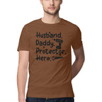 Men's Husband Daddy Protector Hero Design Printed T-Shirt