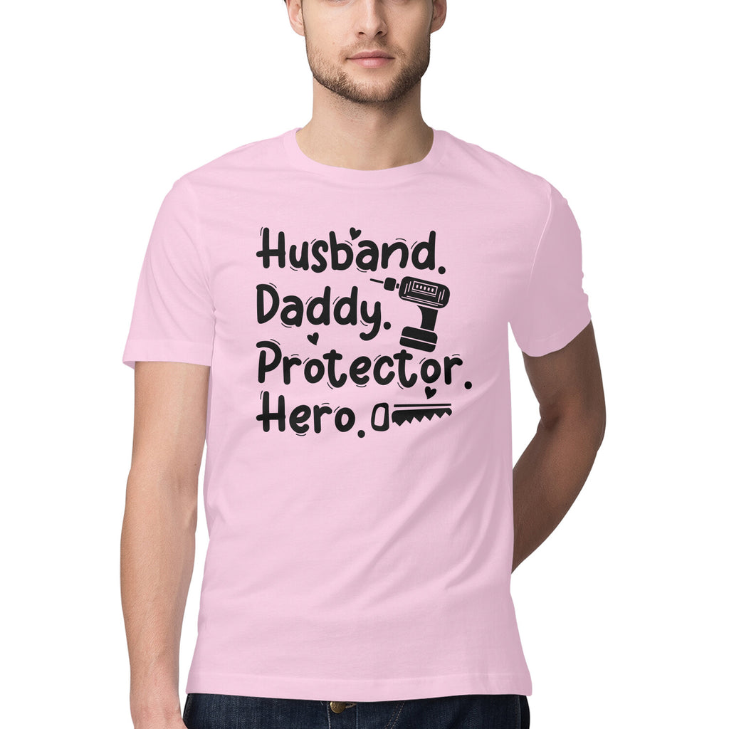 Men's Husband Daddy Protector Hero Design Printed T-Shirt