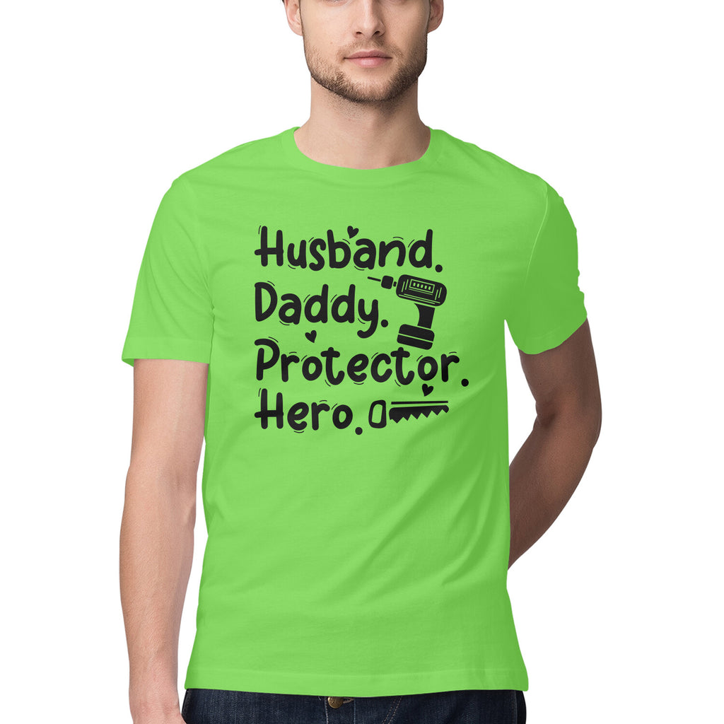 Men's Husband Daddy Protector Hero Design Printed T-Shirt