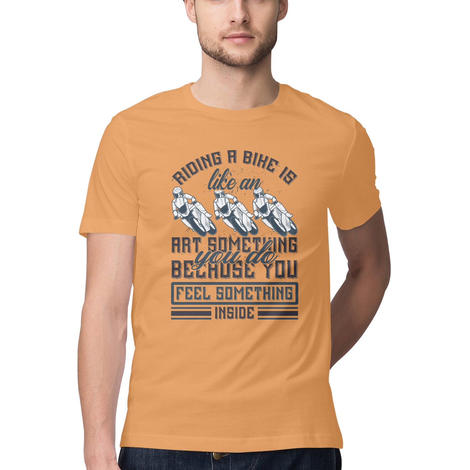 Men's Riding A Bike Is Like An Art Because You Feel Something Inside Design Printed T-Shirt
