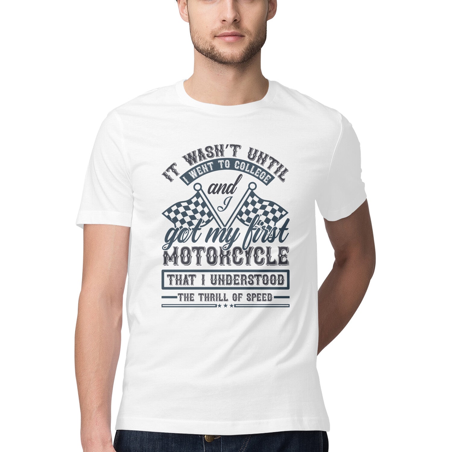 Men's Motorcycle Design Printed T-Shirt