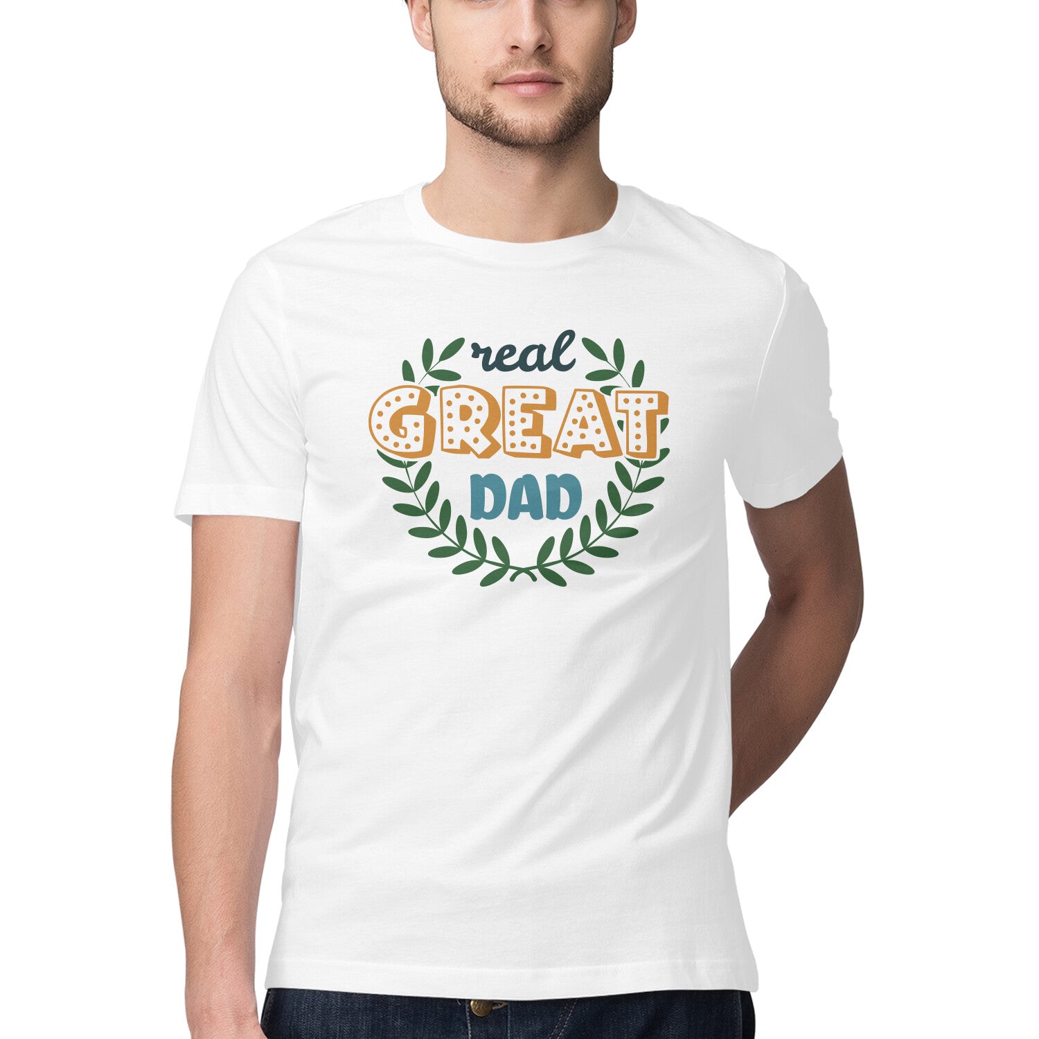 Men's Real Great Dad Design Printed T-Shirt