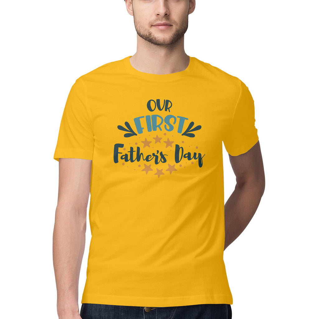 Men's Our First Father's Day Design Printed T-Shirt